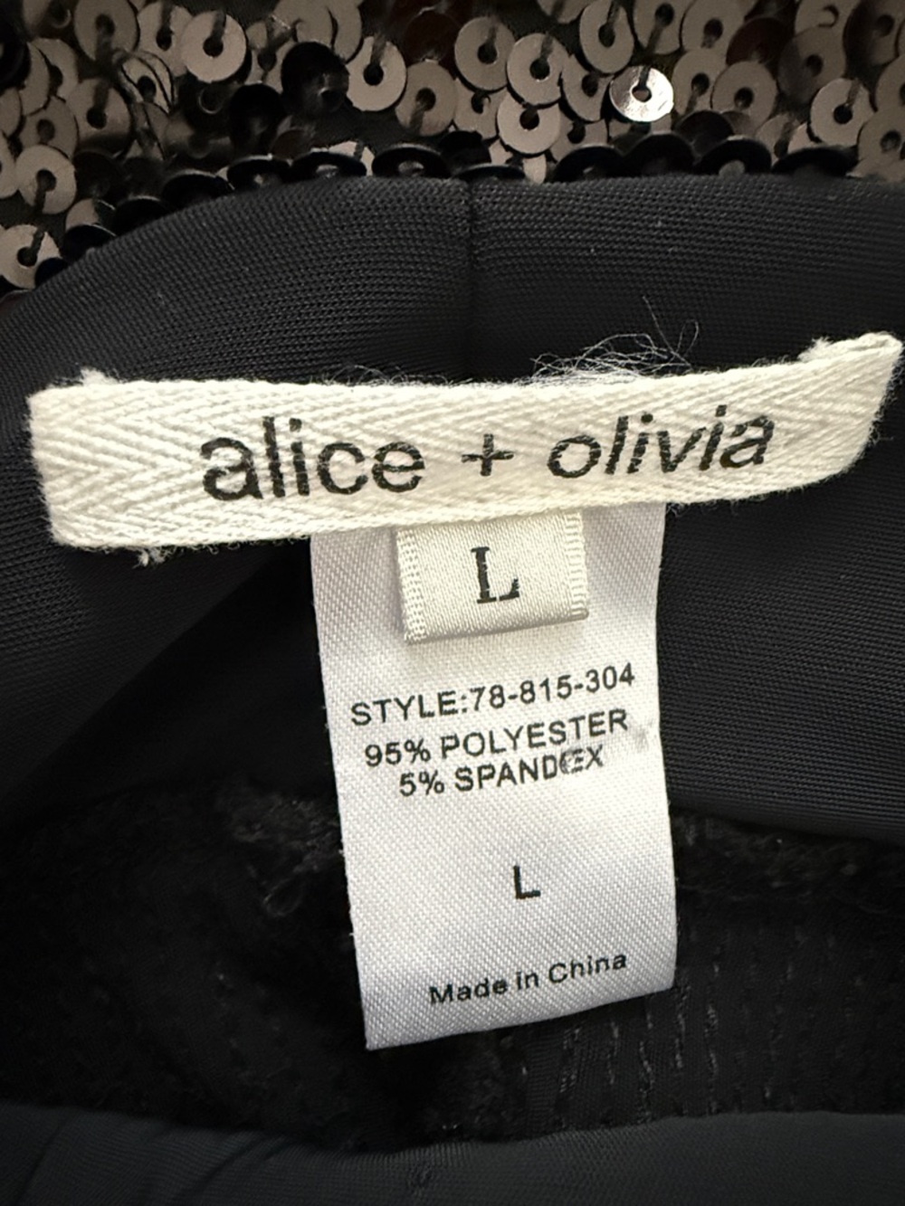 Alice + Olivia Black Sequin Leggings/pants Sz L - Picture 7 of 8